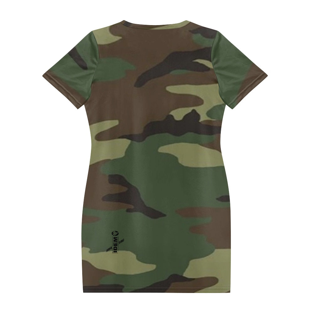 The Idem Camo G Women's Round Neck Short Sleeve Midi Skirt