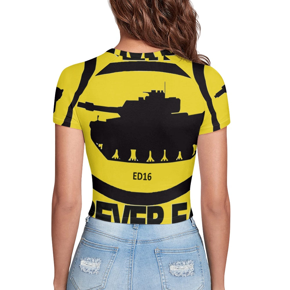Tight cropped navel-baring T-shirt