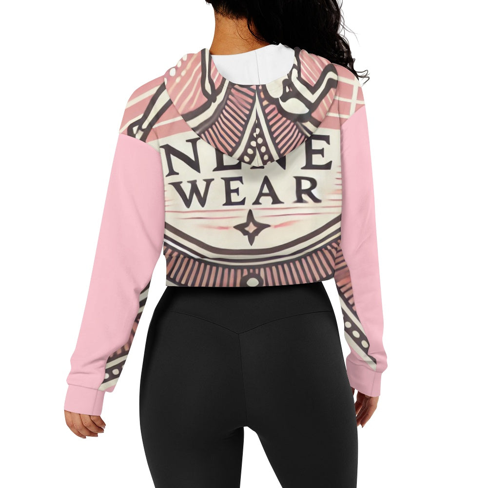 Women's long sleeve short hooded sweatshirt
