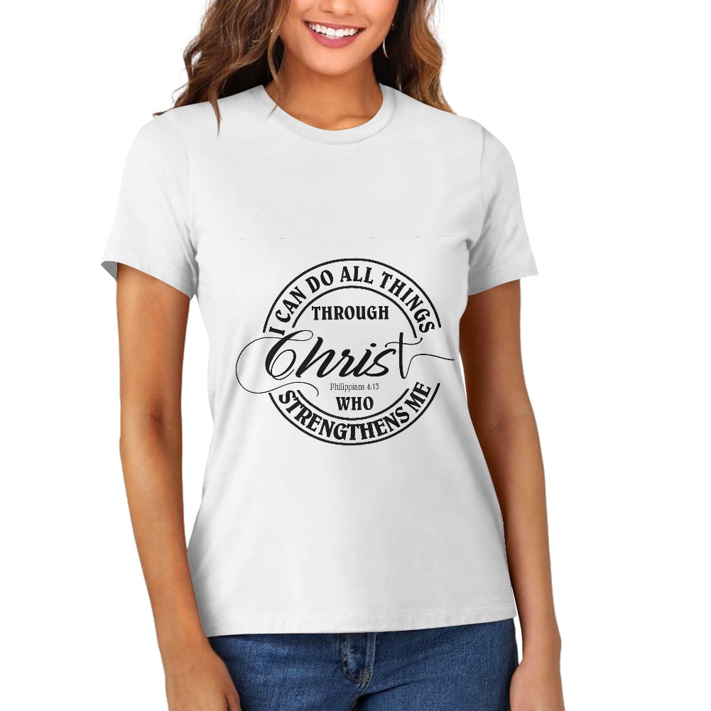 Philippians 4:13 Pure cotton white T-shirt (2D front panel customization)