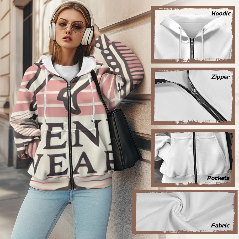 Ladies loose zipper sweatshirt