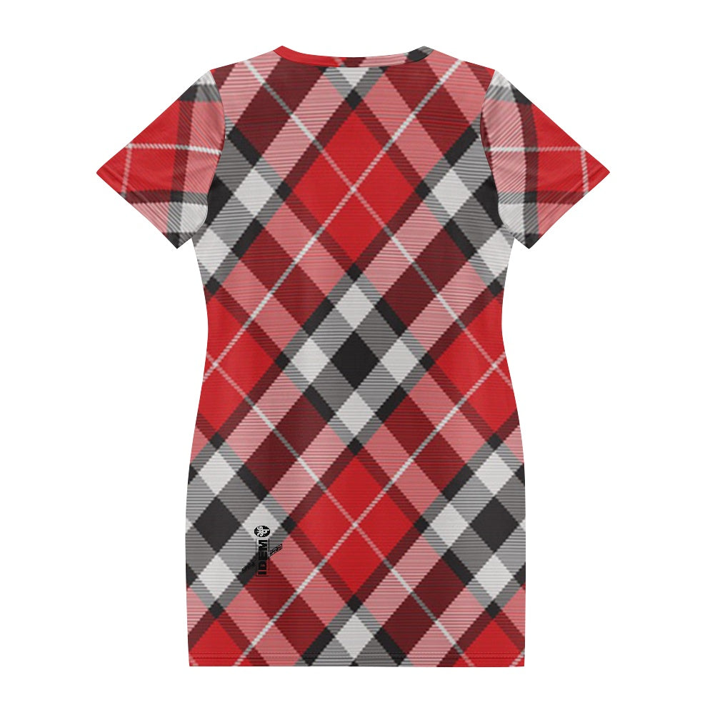 The Idem Block Red Fly Women's Round Neck Short Sleeve Midi Skirt