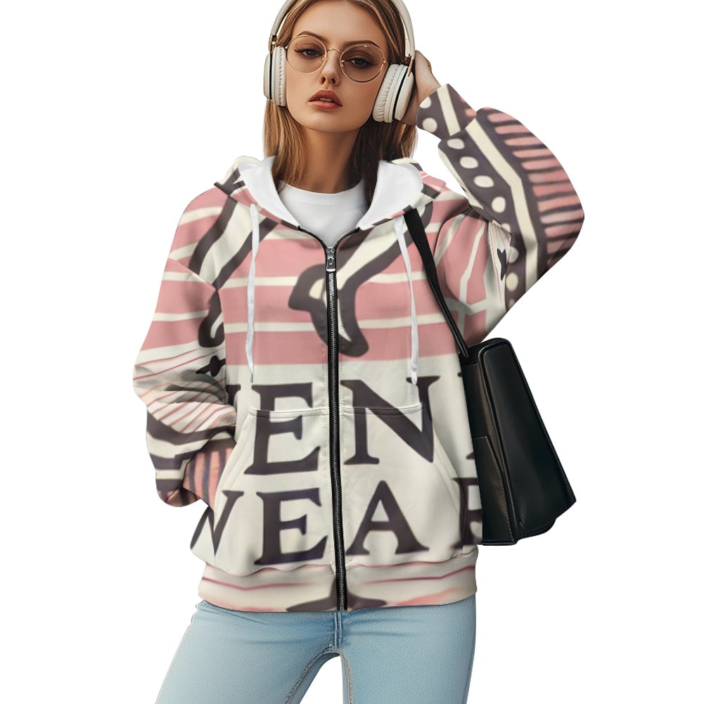 Ladies loose zipper sweatshirt