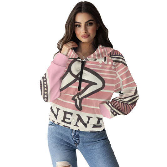 Half zip hoodie sweatshirt loose short style