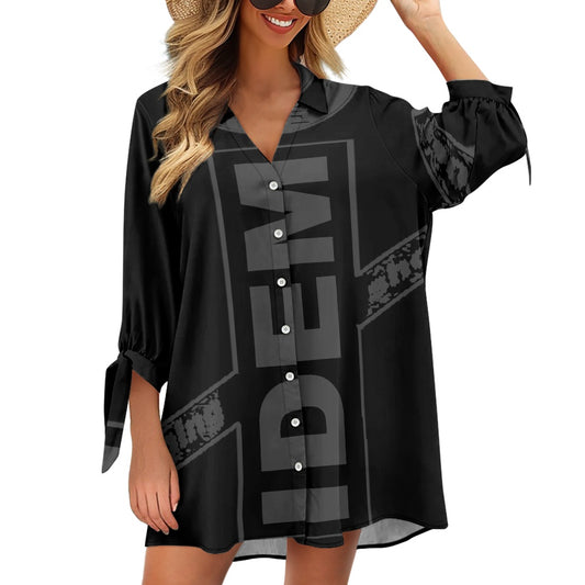 Women's three quarter sleeve cardigan shirt