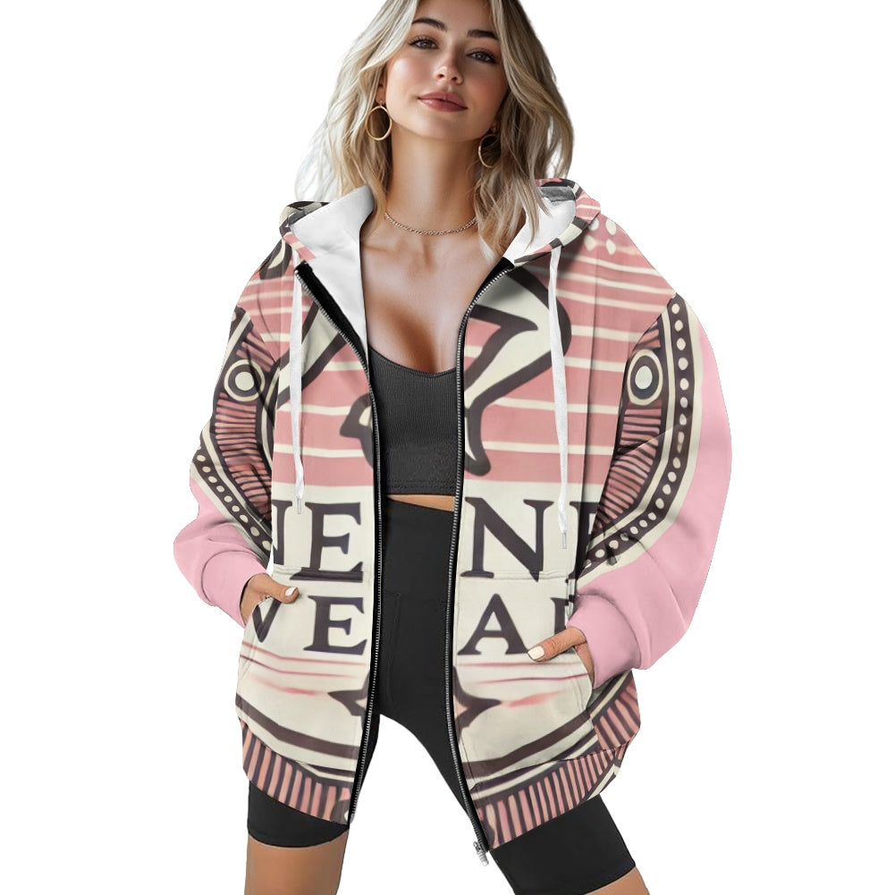Ladies loose zipper sweatshirt