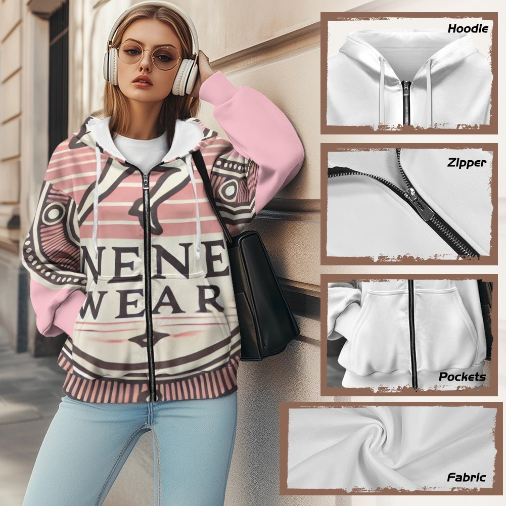 Ladies loose zipper sweatshirt