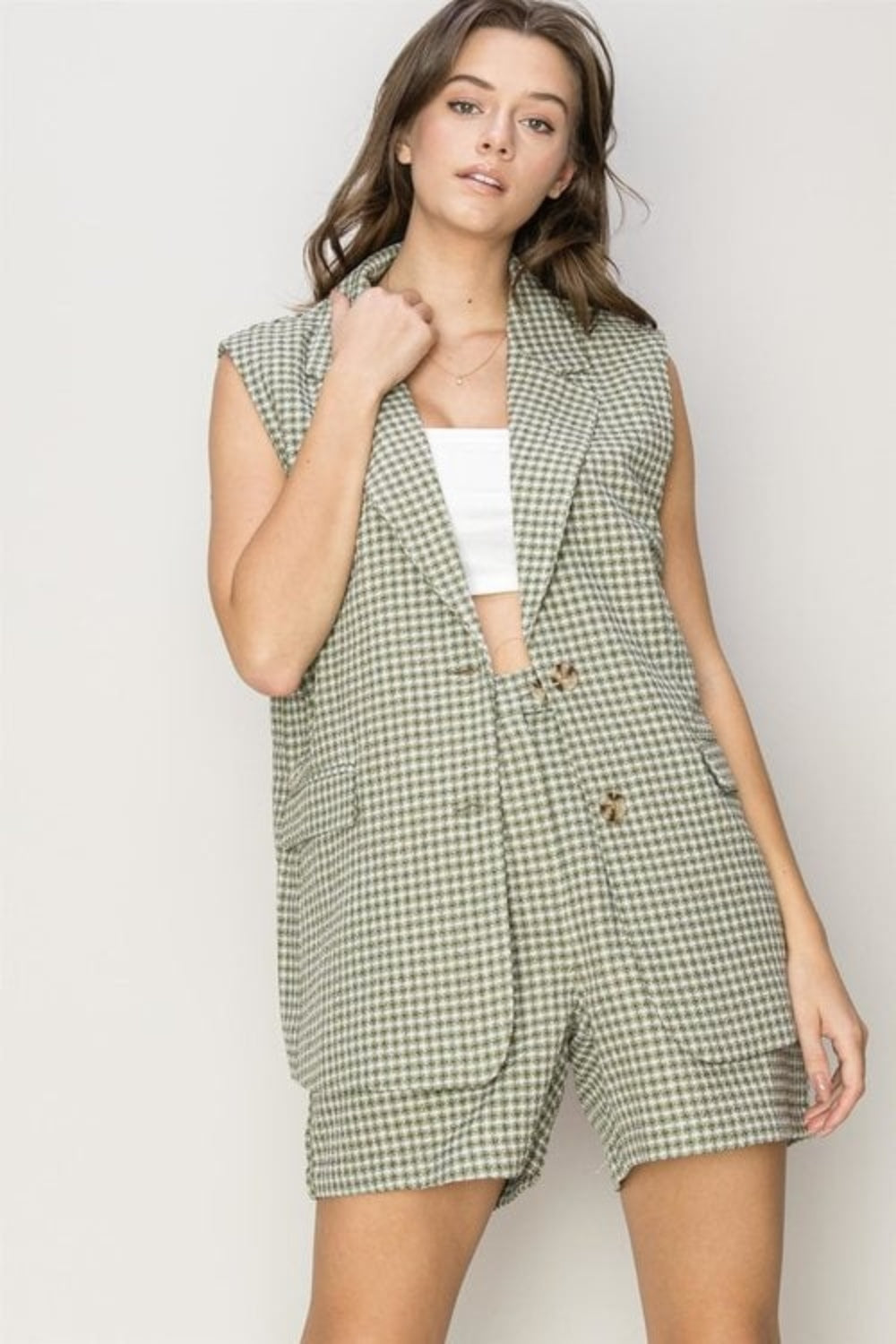 HYFVE Single-Breasted Sleeveless Suit and Shorts Set