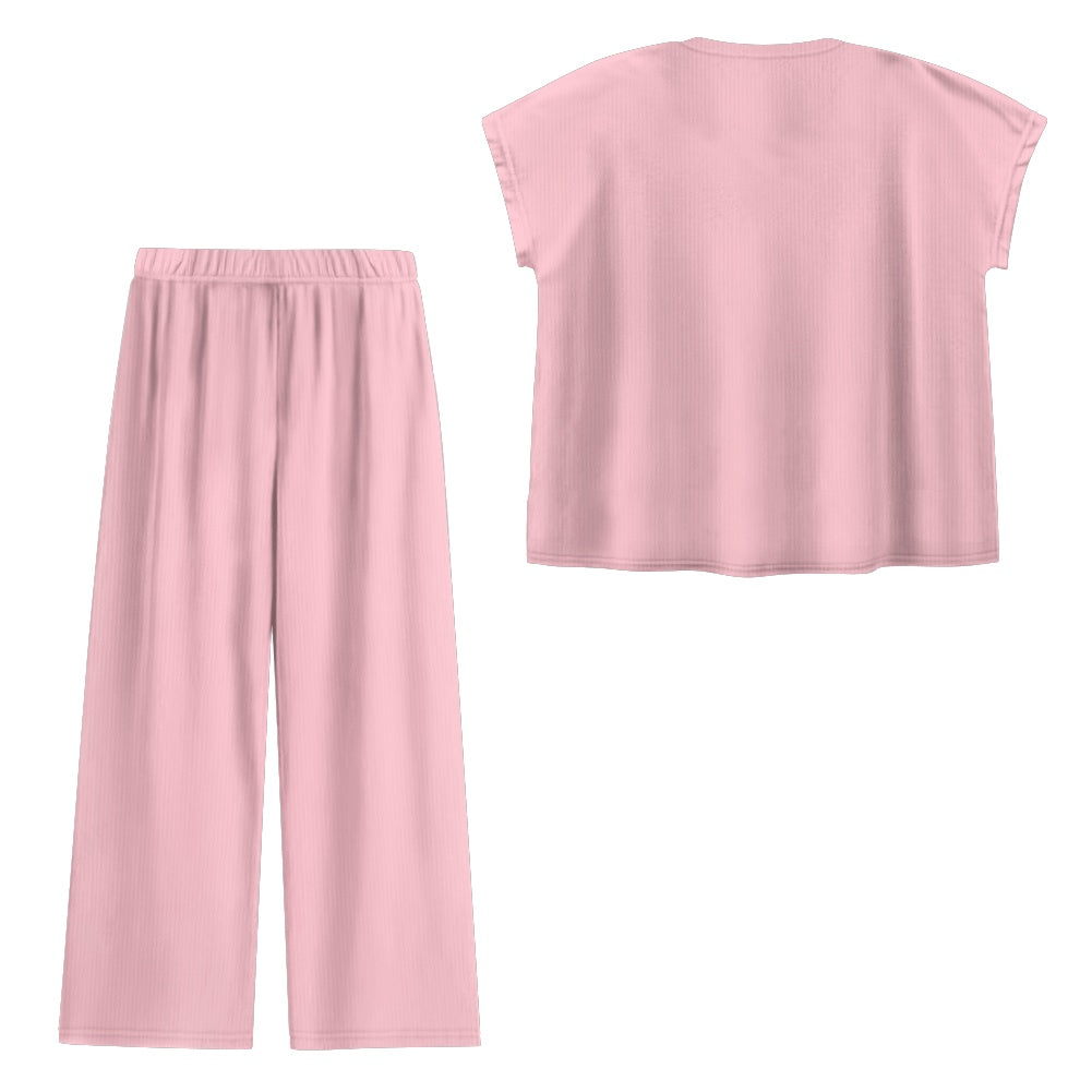 Short-sleeved casual wide-leg pants suit