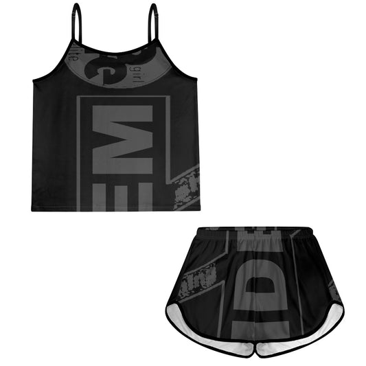 Women's suspender shorts set