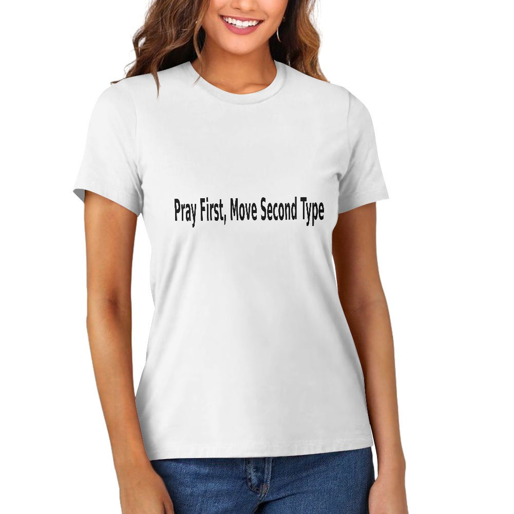 Pray First Type Pure cotton white T-shirt