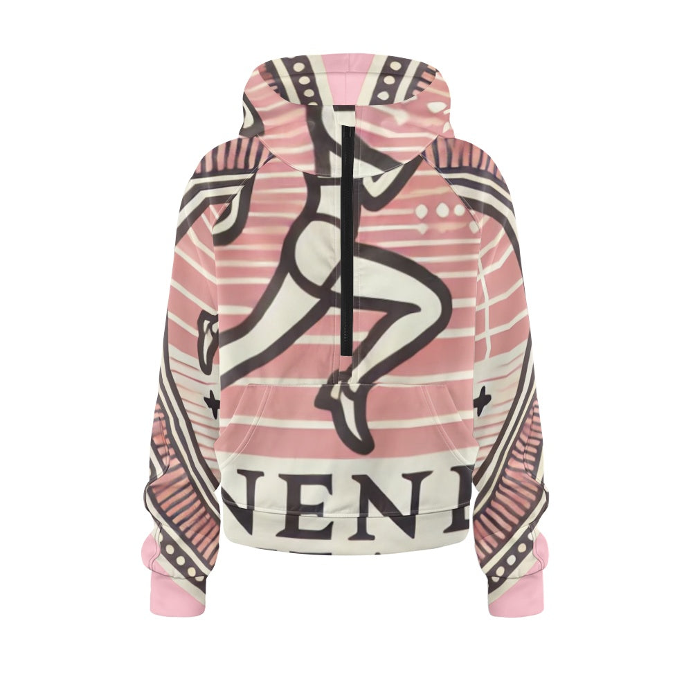 Half zip hoodie sweatshirt loose short style