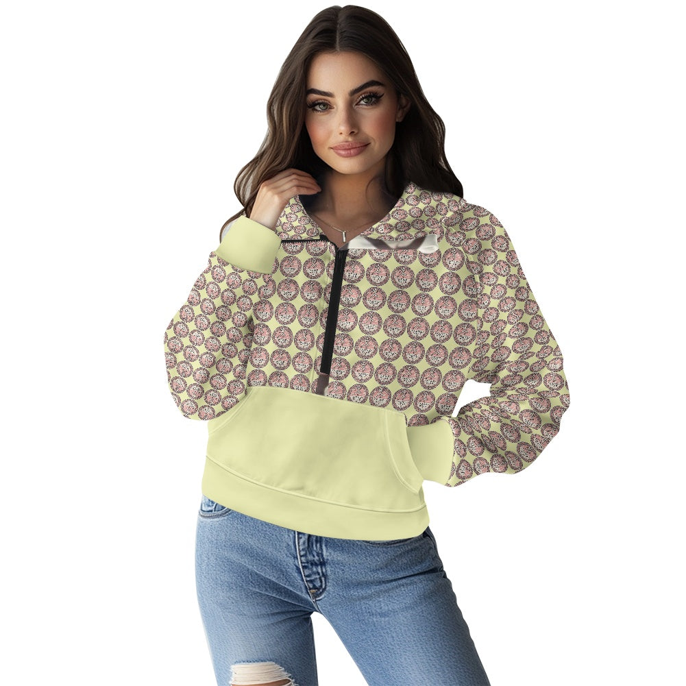 Half zip hoodie sweatshirt loose short style
