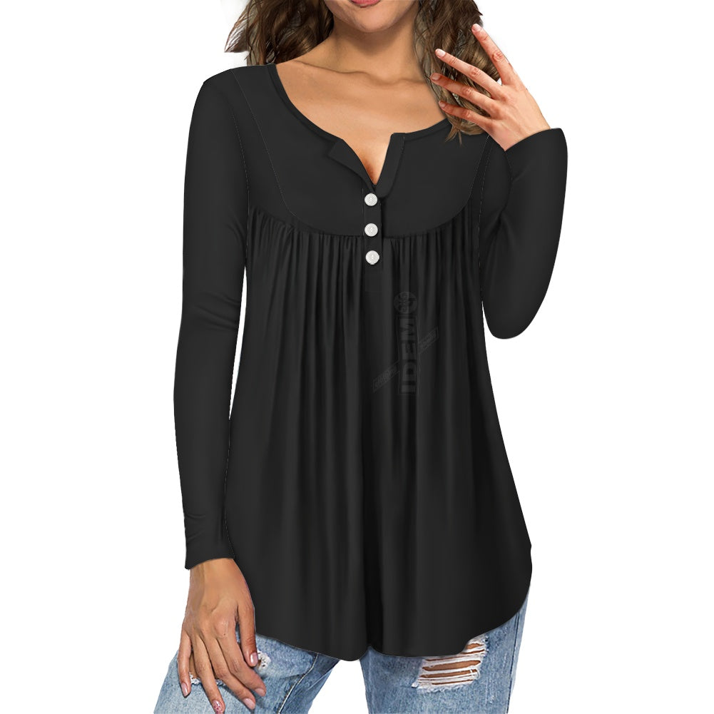 Casual round neck long sleeve T-shirt