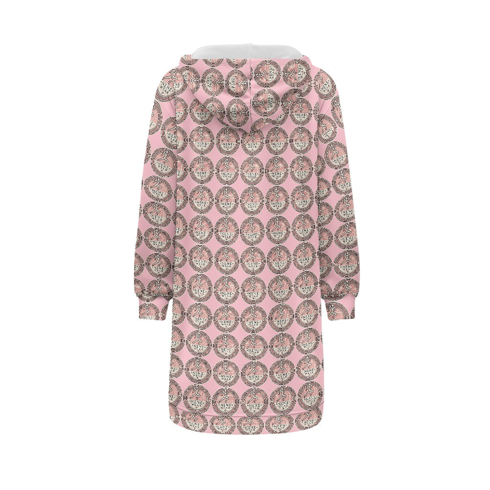 Women's mid-length hooded sweatshirt cardigan