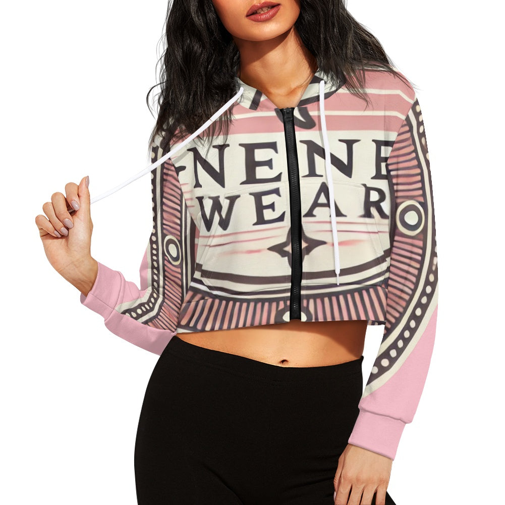 Women's long sleeve short hooded sweatshirt