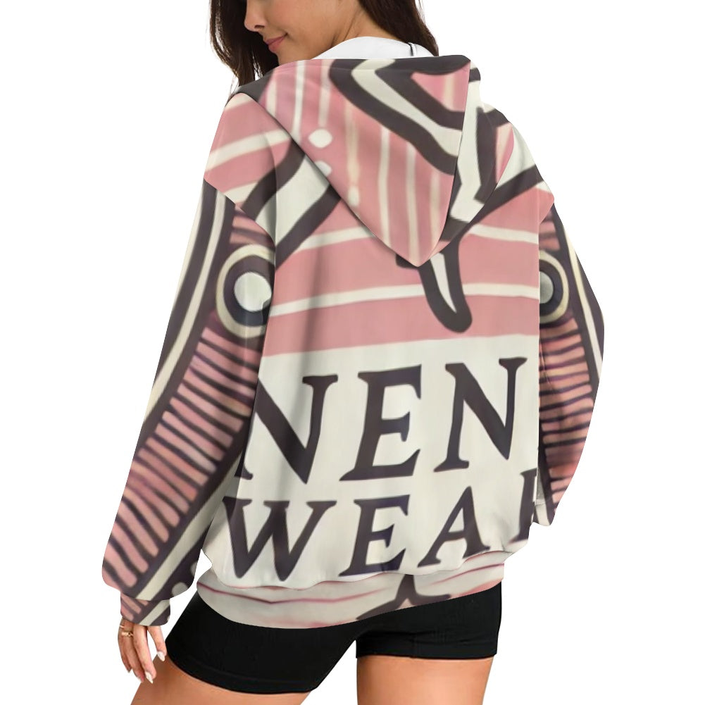 Ladies loose zipper sweatshirt