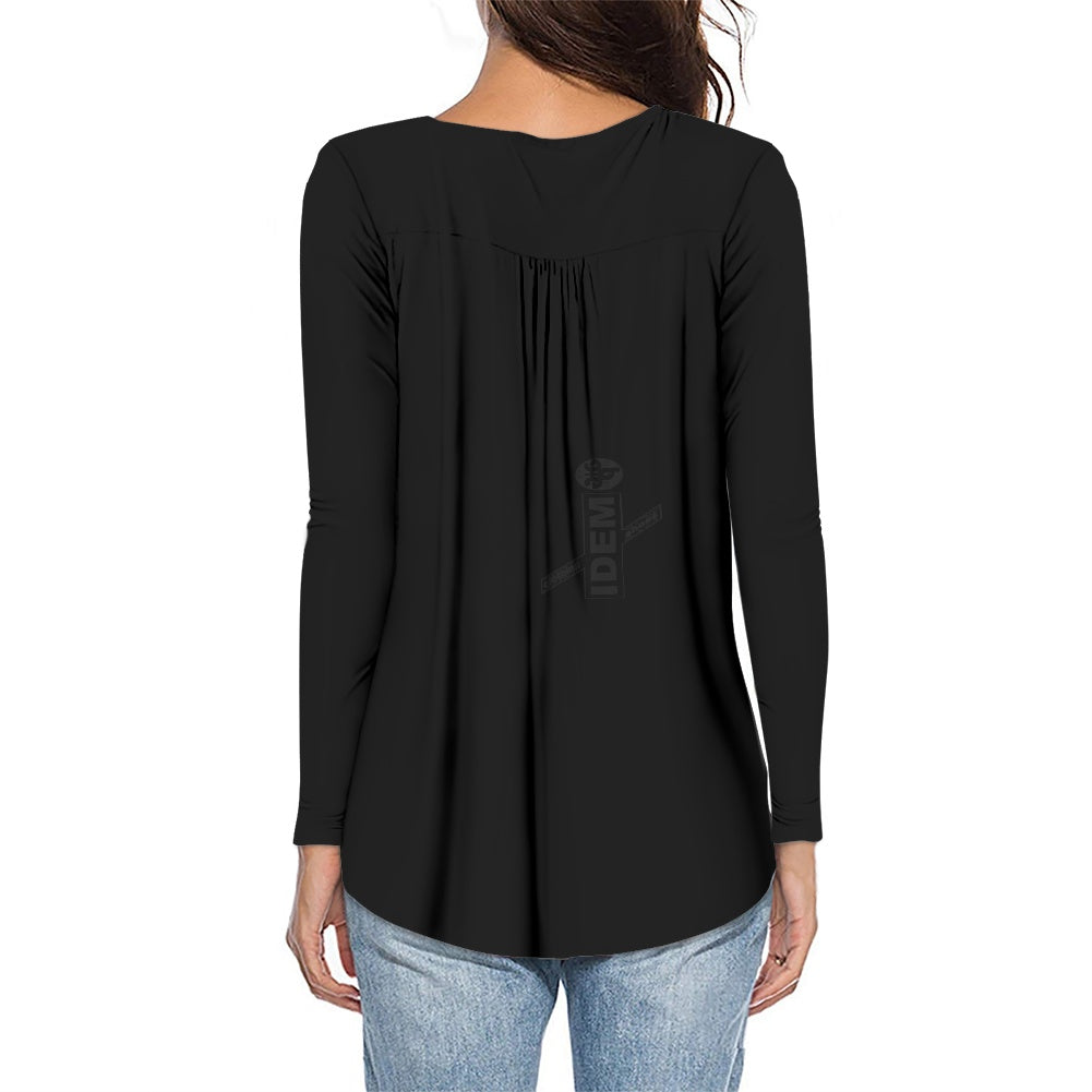 Casual round neck long sleeve T-shirt