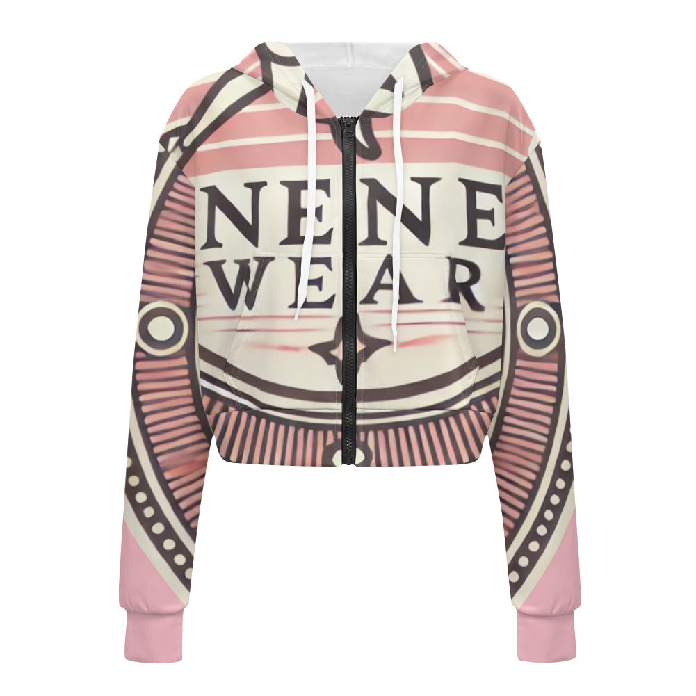 Women's long sleeve short hooded sweatshirt