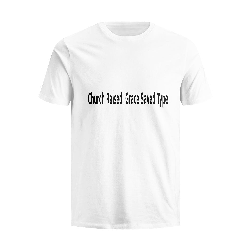Church Raised Type Pure cotton white T-shirt