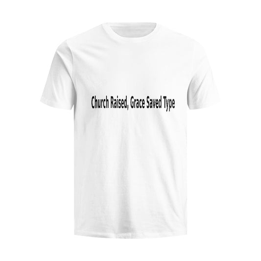 Church Raised Type Pure cotton white T-shirt