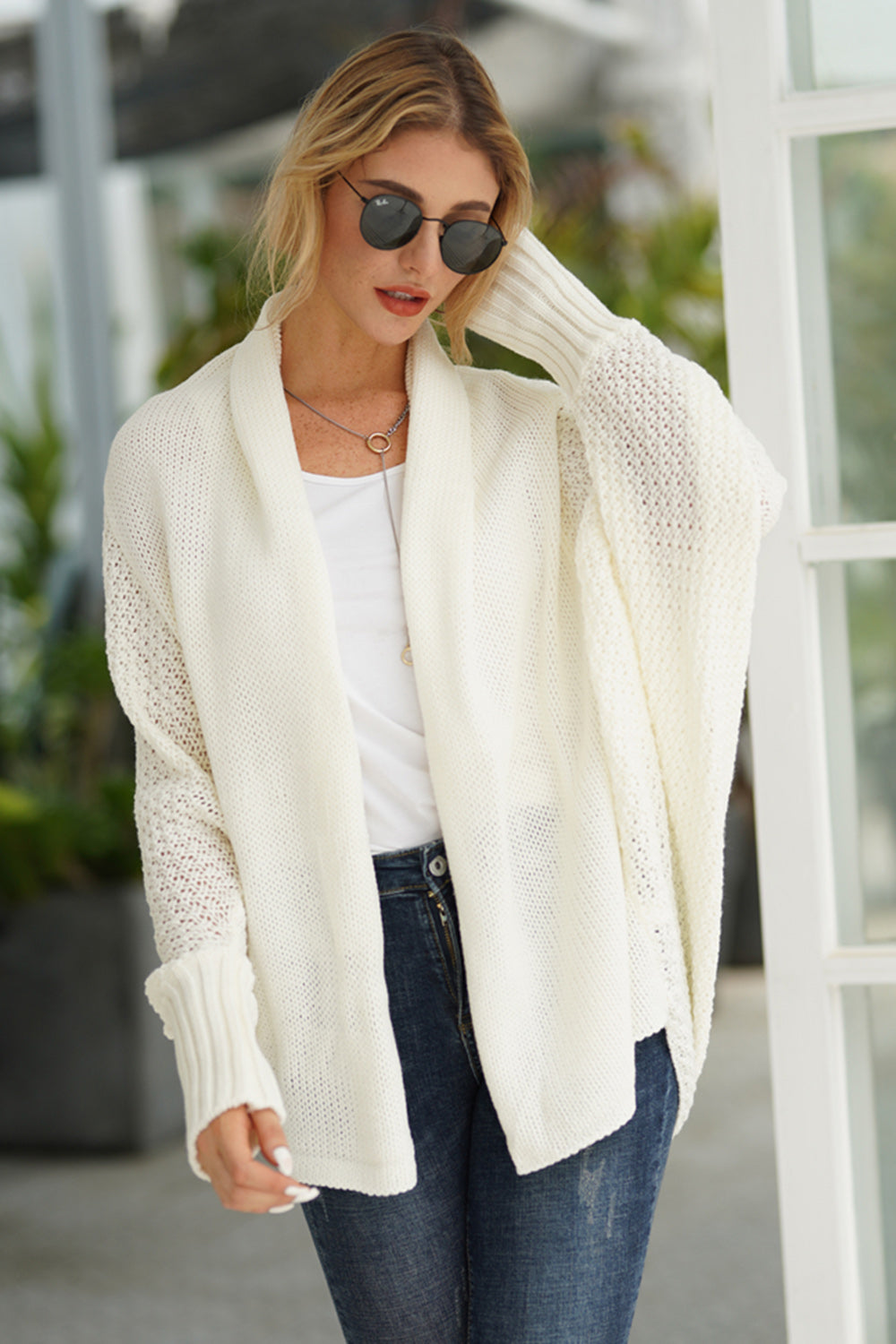 Open Front Batwing Sleeve Cardigan