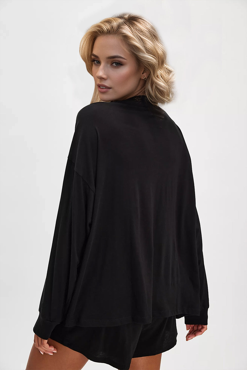 Basic Bae Long Sleeve Top and Pocketed Shorts Set