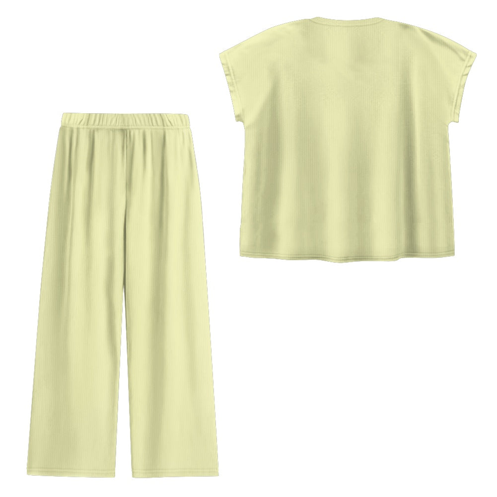 Short-sleeved casual wide-leg pants suit
