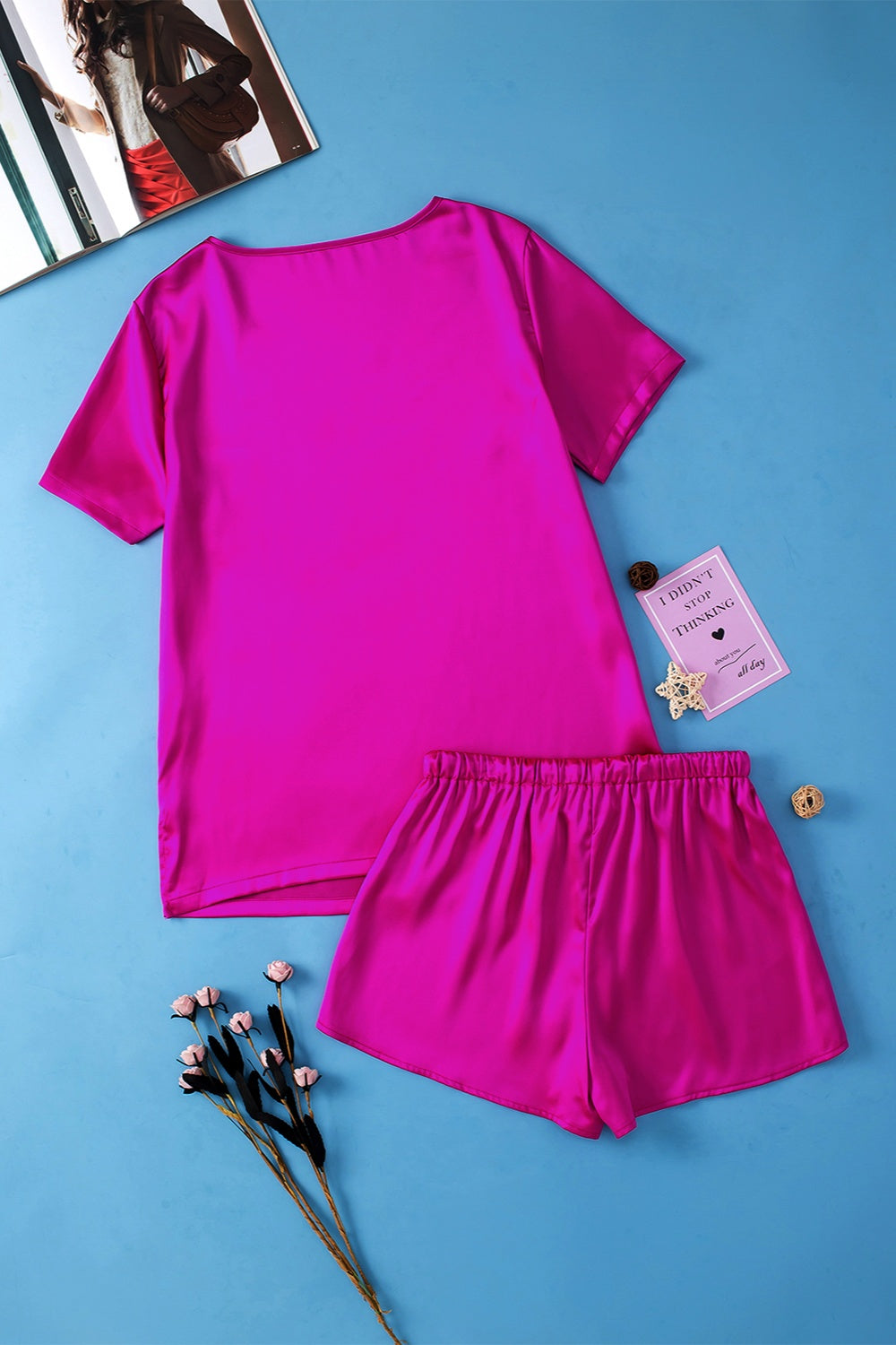 V-Neck Short Sleeve Top and Shorts Set