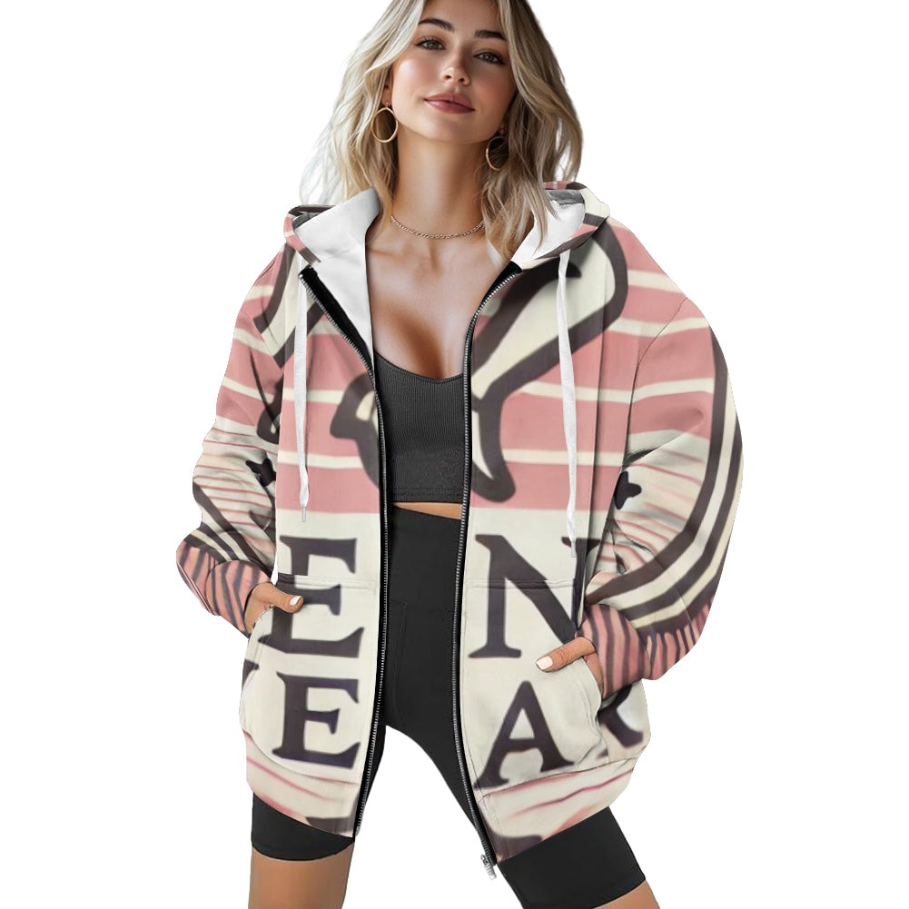 Ladies loose zipper sweatshirt