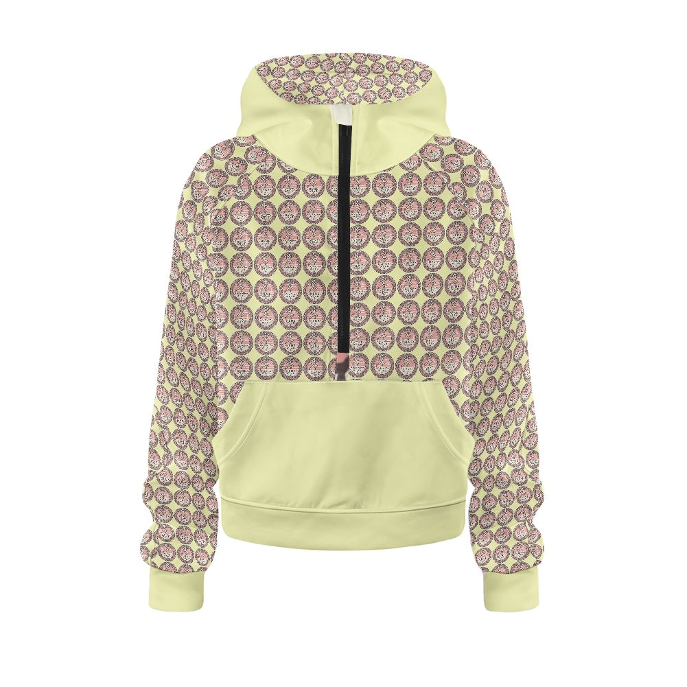 Half zip hoodie sweatshirt loose short style